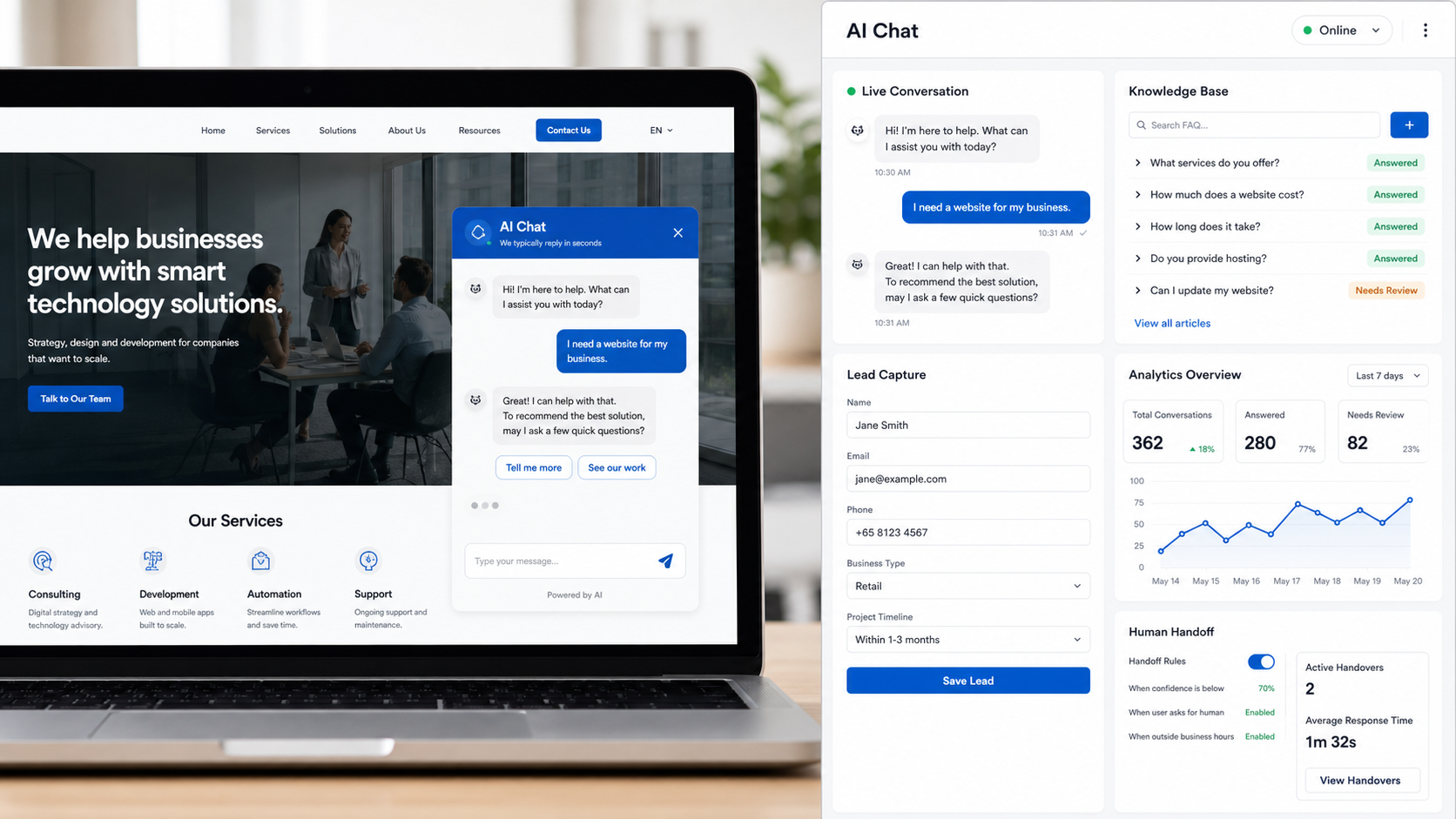 Human-Like Website AI Chatbot