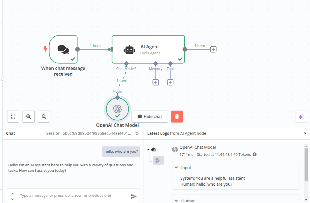 n8n AI workflow screenshot